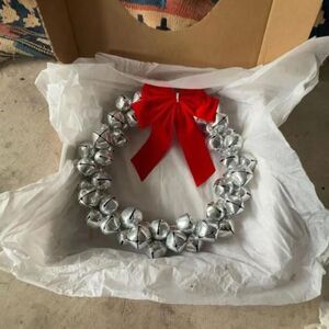 Williams Sonoma Silver Jingle Bell Holiday Wreath